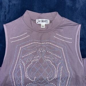 Say What? Women's Purple Embellished Top